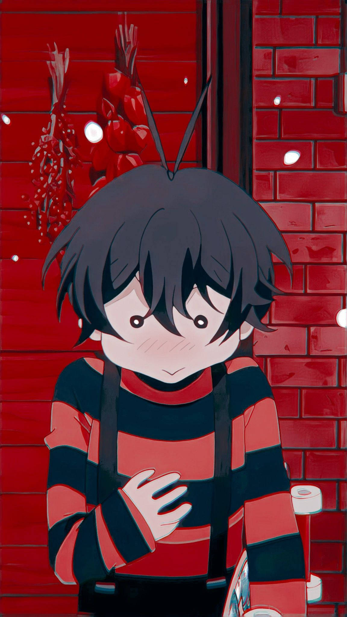 Miya Chinen, orange stripes, chibi anime boy, Full HD Phone Wallpaper