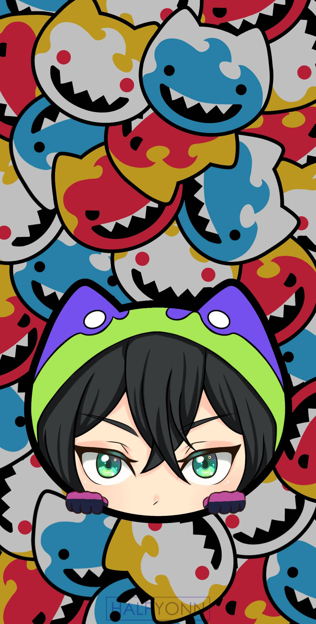 Miya Chinen, chibi anime girl, green eyes, Full HD Phone Wallpaper