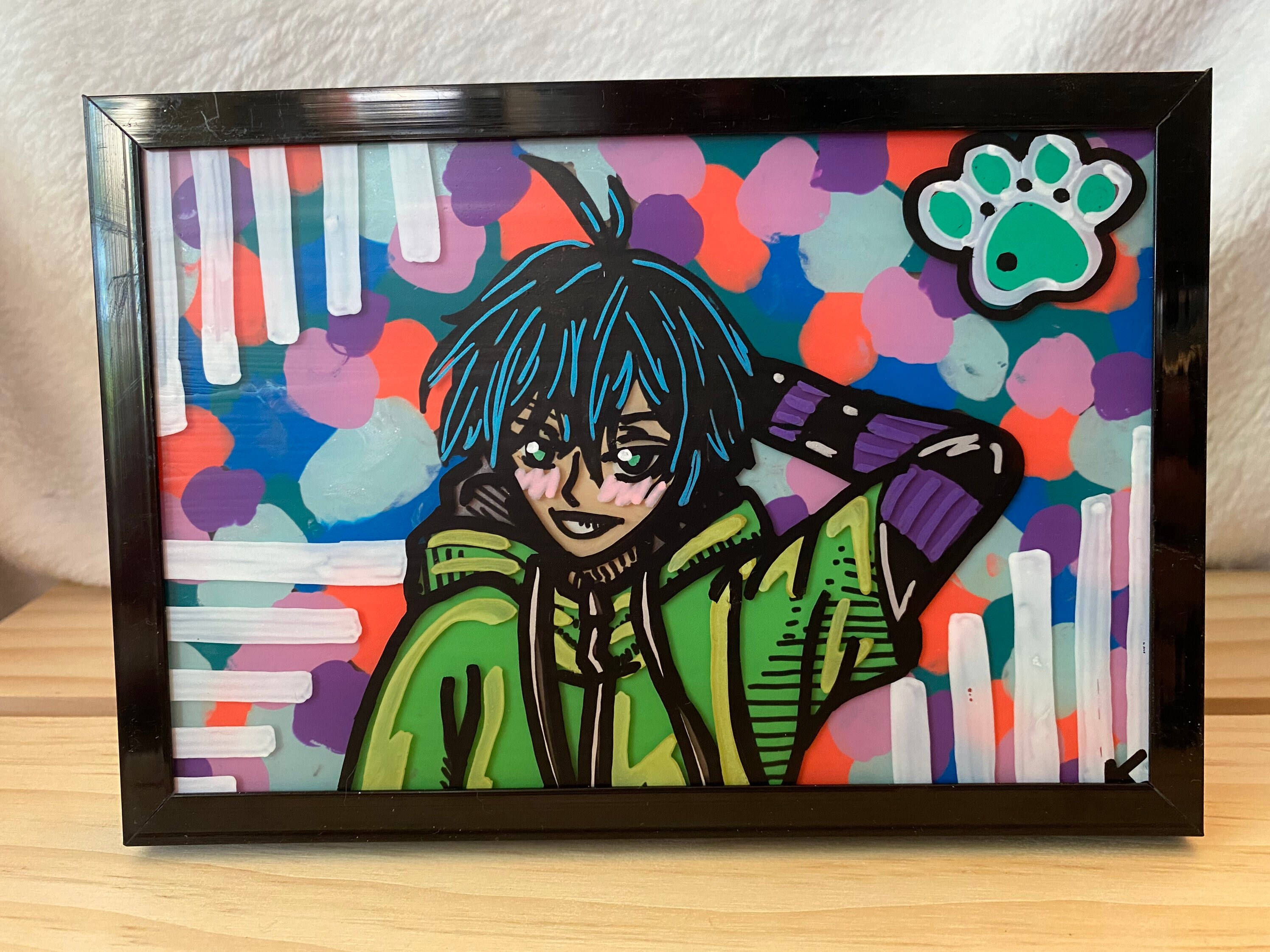 Miya Chinen, blue-haired character, green hoodie, 2K Desktop Wallpaper