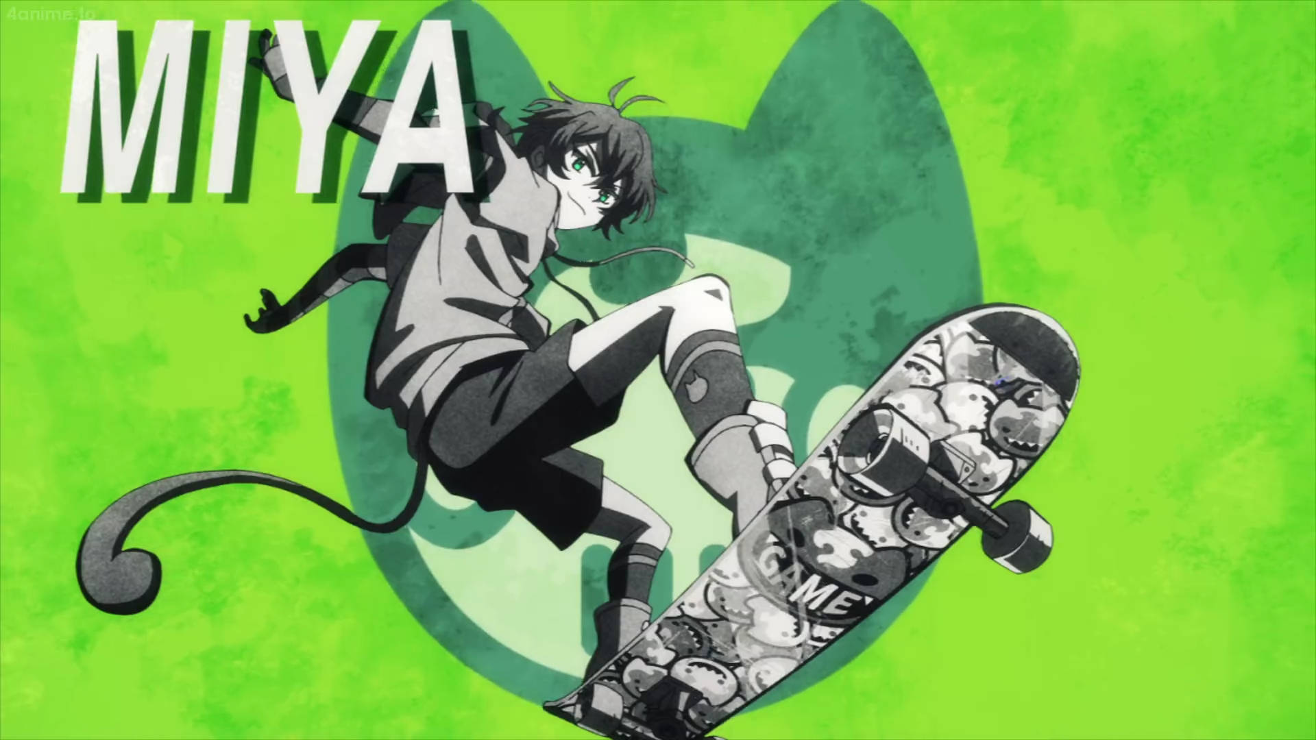Miya Chinen, cat tail, skateboarding trick, Full HD Desktop Wallpaper