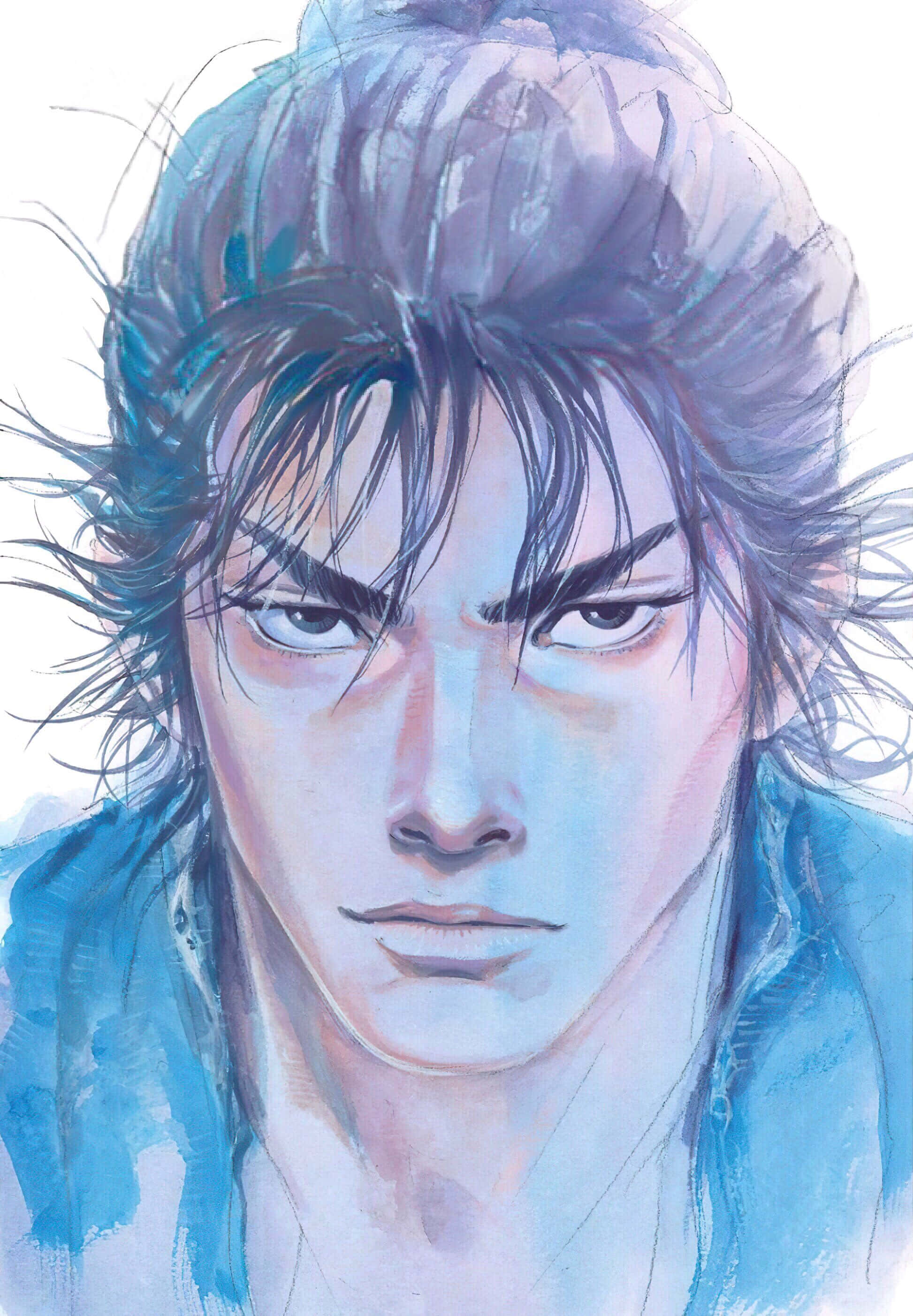 Miyamoto Musashi, anime portrait, watercolor portrait, 2K Phone Wallpaper
