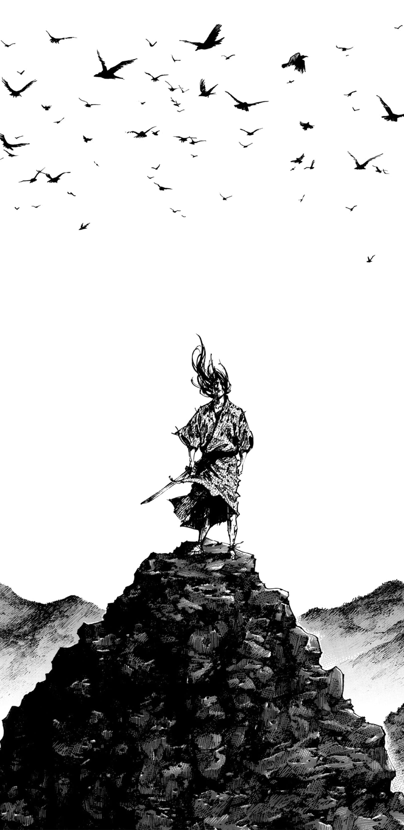 Miyamoto Musashi, samurai, mountain top, 2K Phone Wallpaper