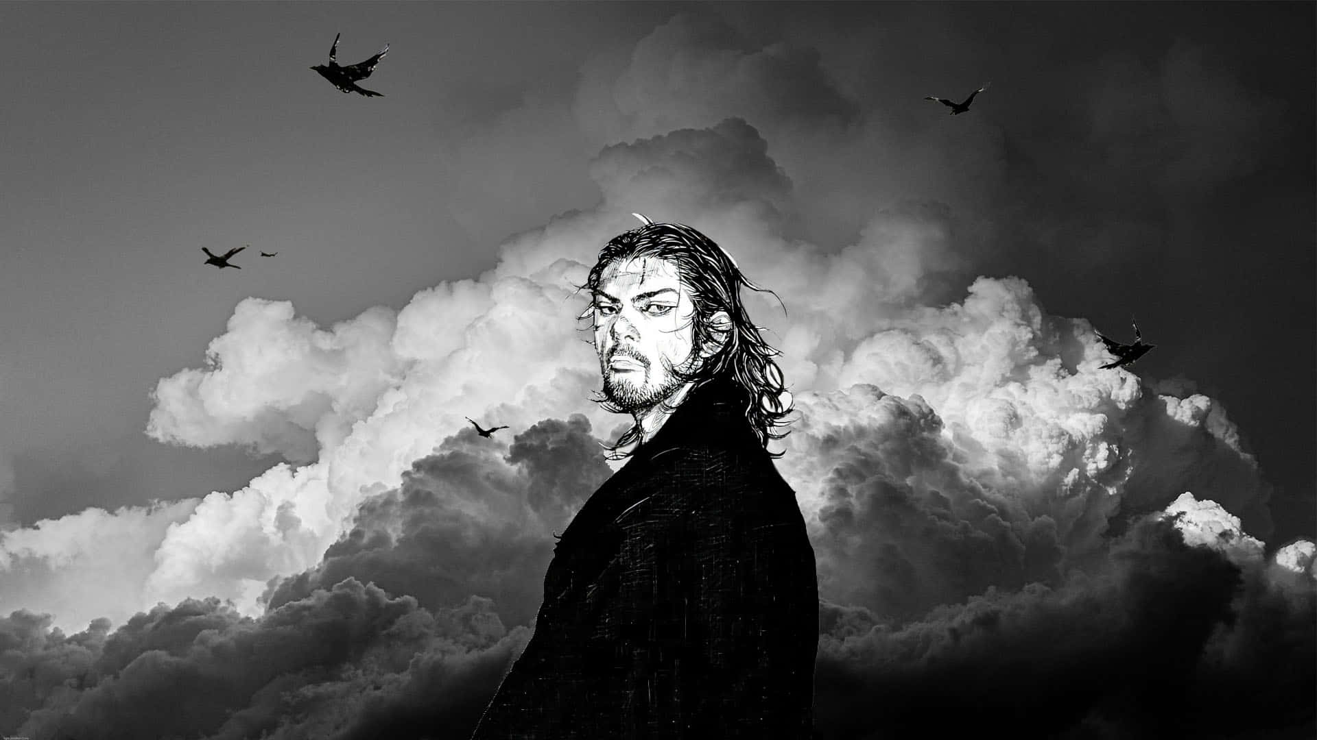 Miyamoto Musashi, samurai warrior, cloudy sky, Full HD Desktop Wallpaper