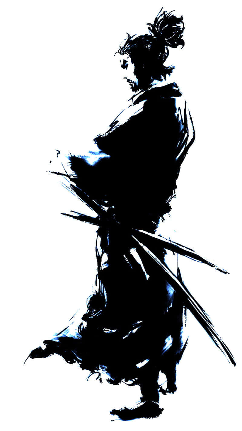 Miyamoto Musashi, ink silhouette, samurai warrior, HD Phone Wallpaper