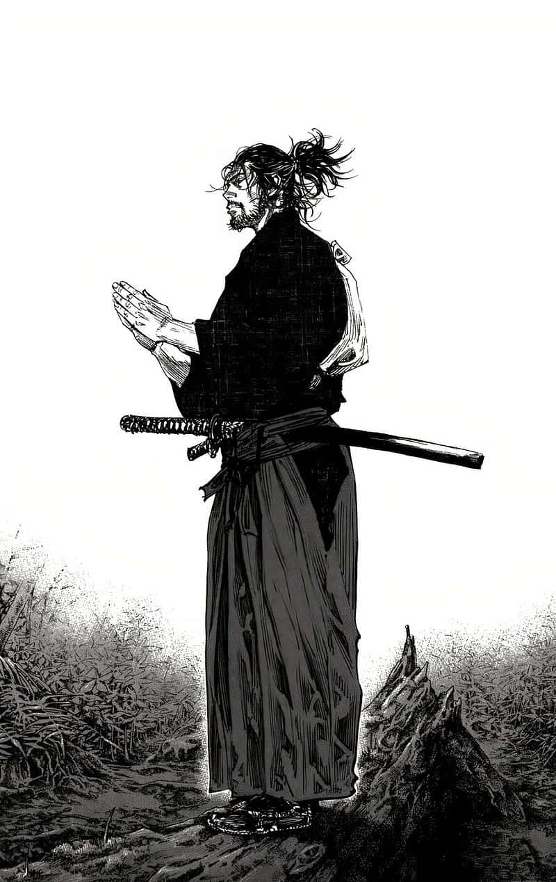 Miyamoto Musashi, samurai, traditional garb, SD Phone Wallpaper