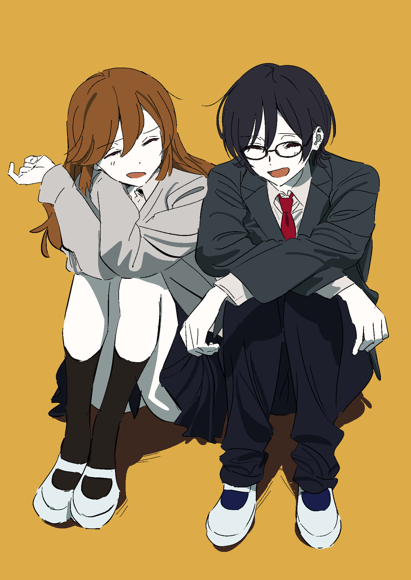 Miyamura, anime students, school uniforms, Full HD Phone Wallpaper