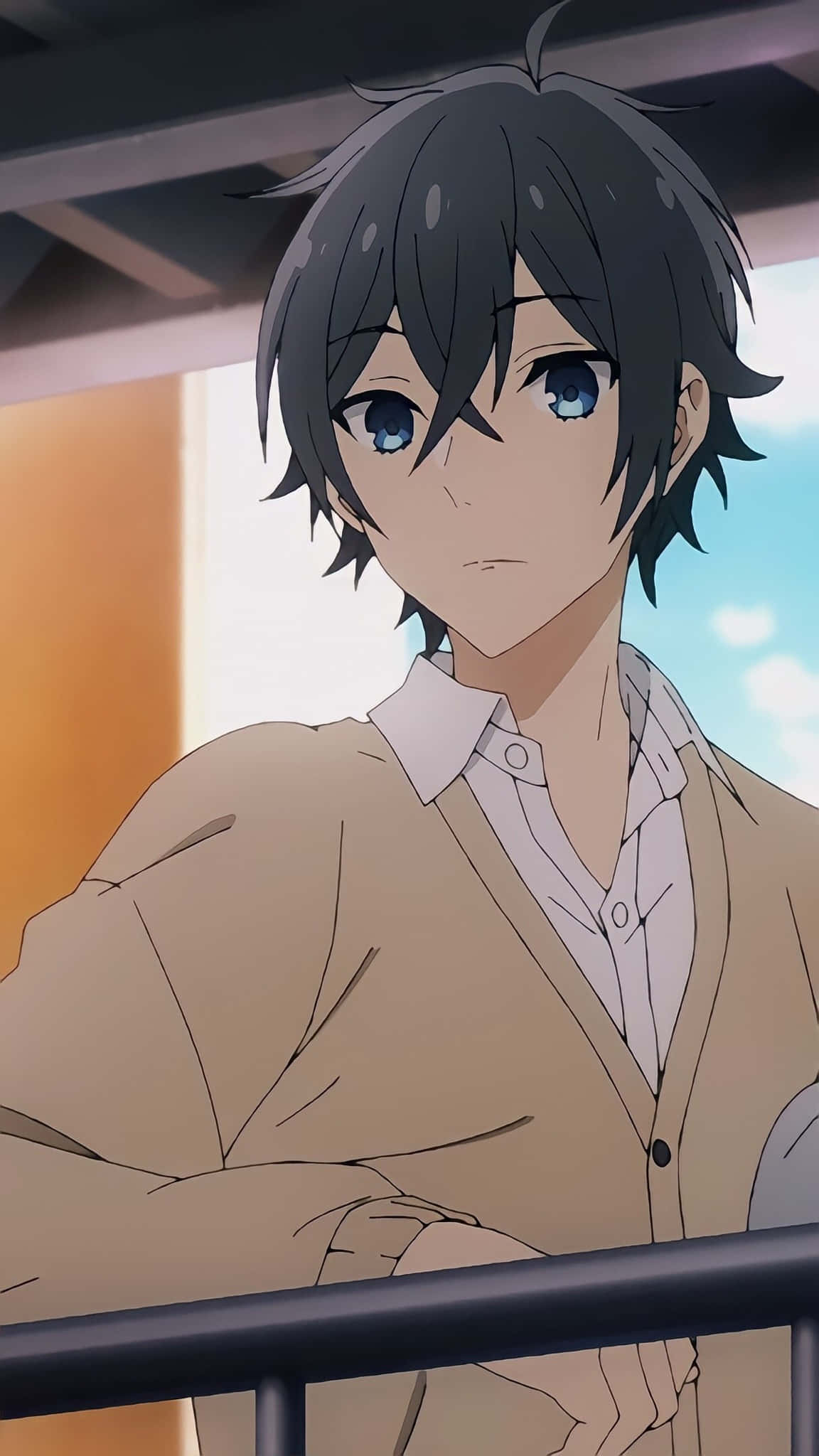 Miyamura, anime boy, messy black hair, Full HD Phone Wallpaper