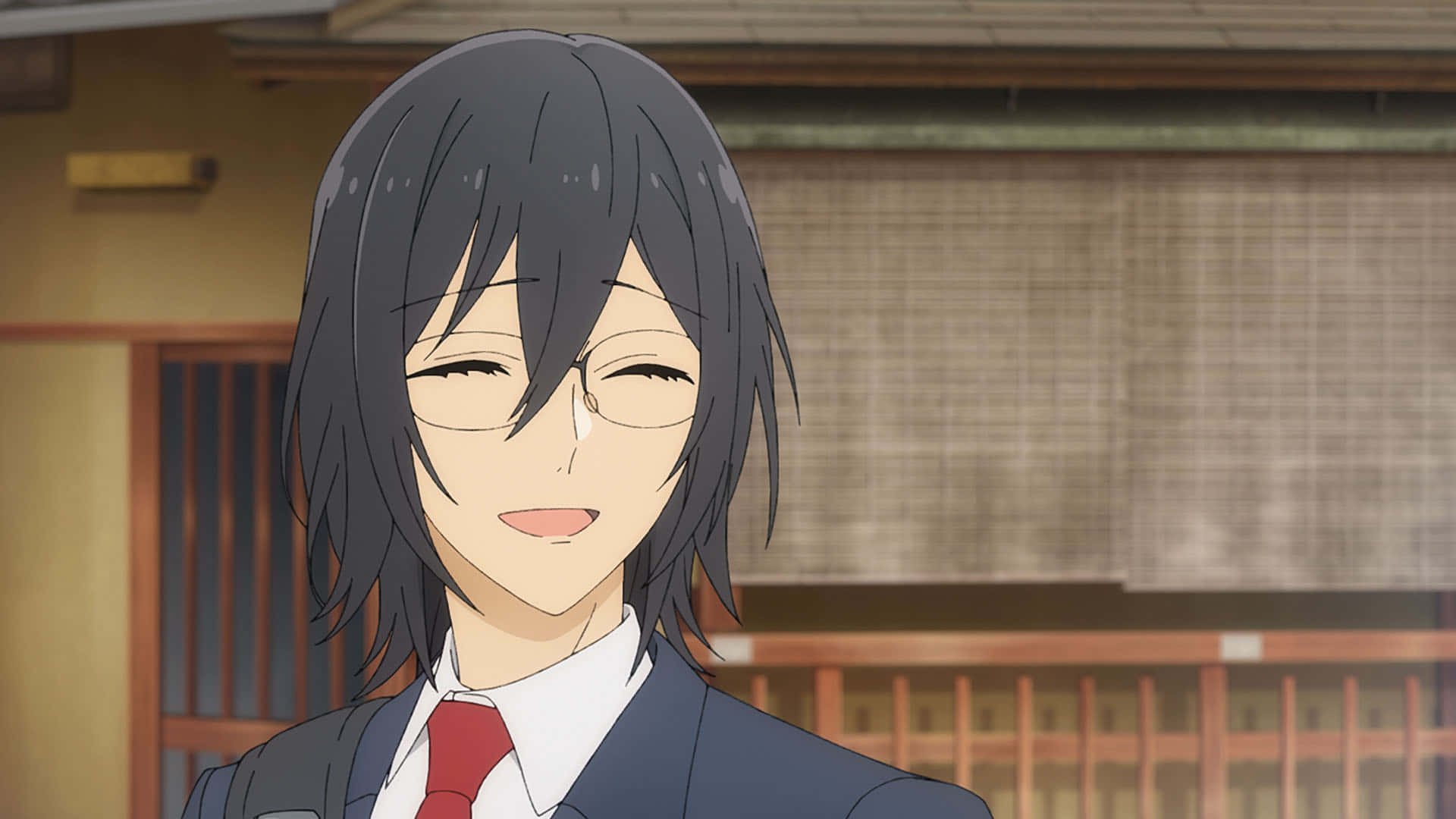 Miyamura, smiling anime boy, dark hair, Full HD Desktop Wallpaper