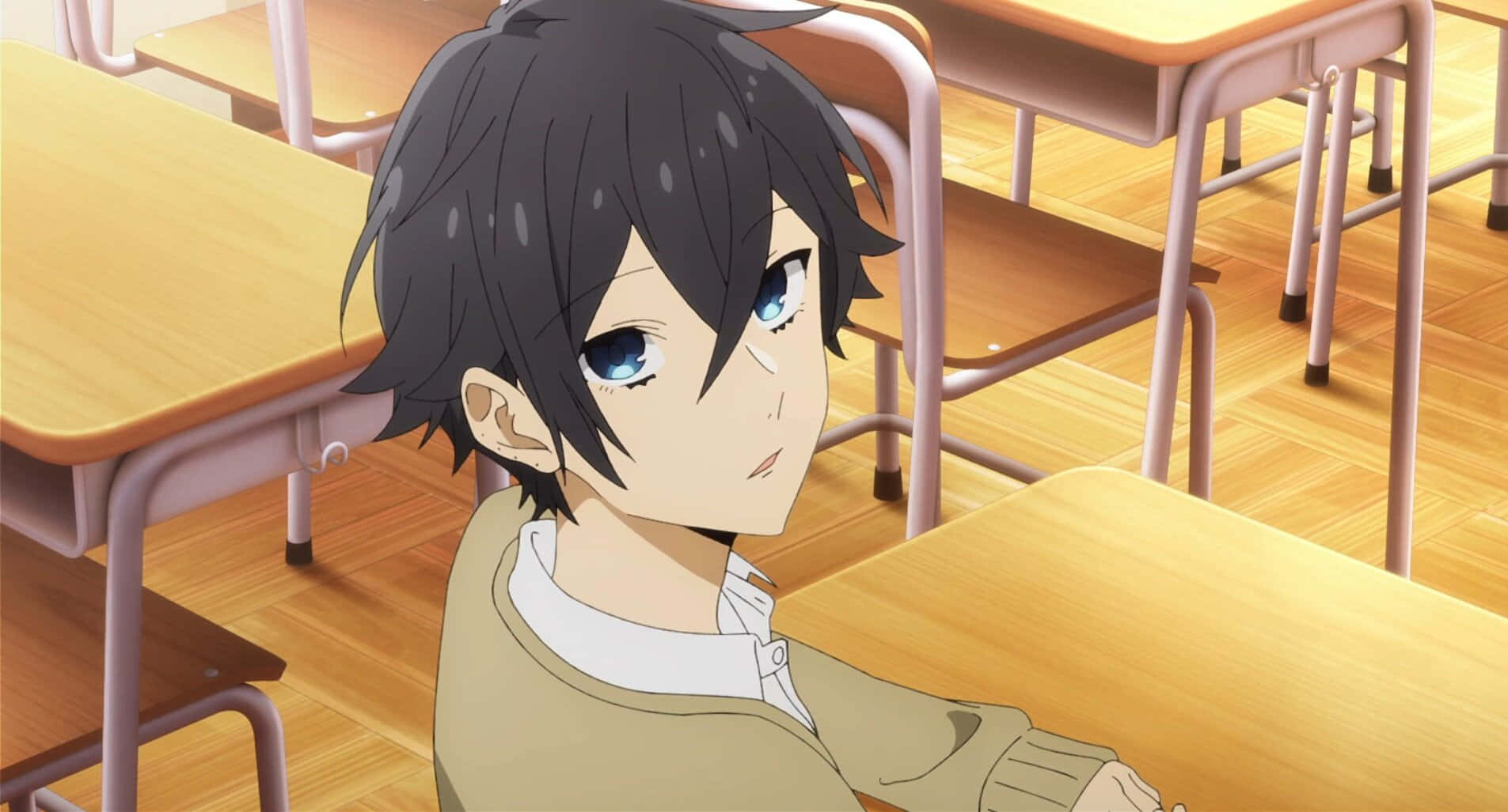 Miyamura, classroom, wooden desks, HD Desktop Wallpaper