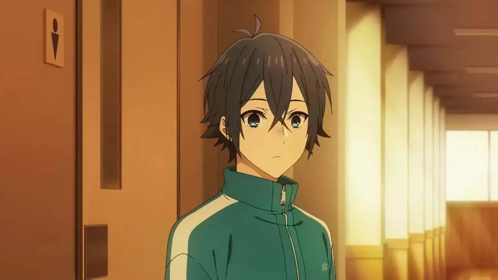 Miyamura, anime character, green jacket, HD Desktop Wallpaper