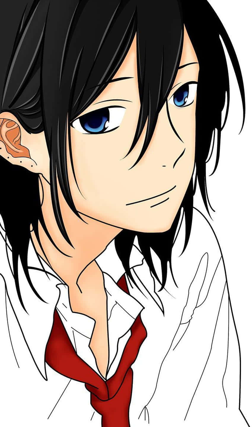 Miyamura, anime character portrait, black hair, HD Phone Wallpaper