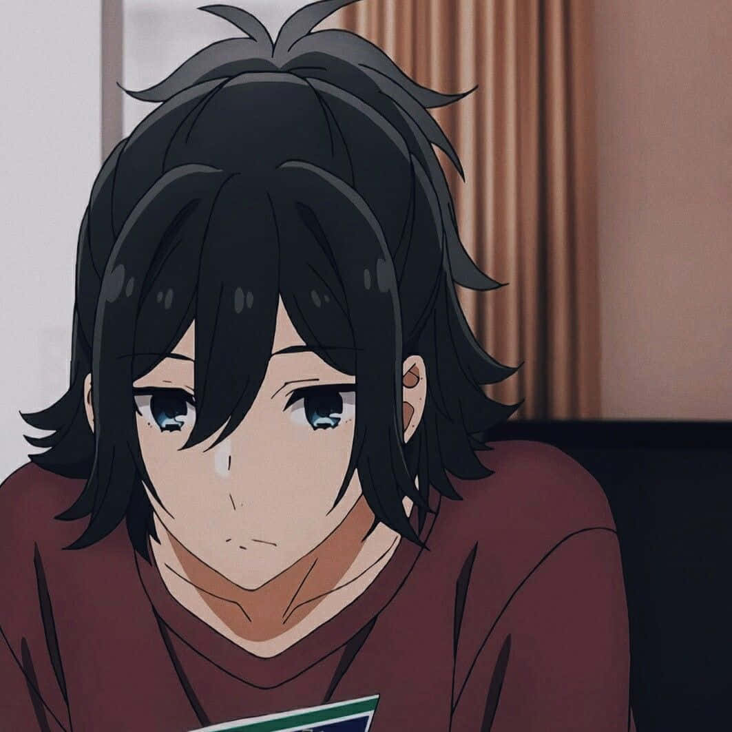 Miyamura, anime boy, messy black hair, SD Desktop Wallpaper