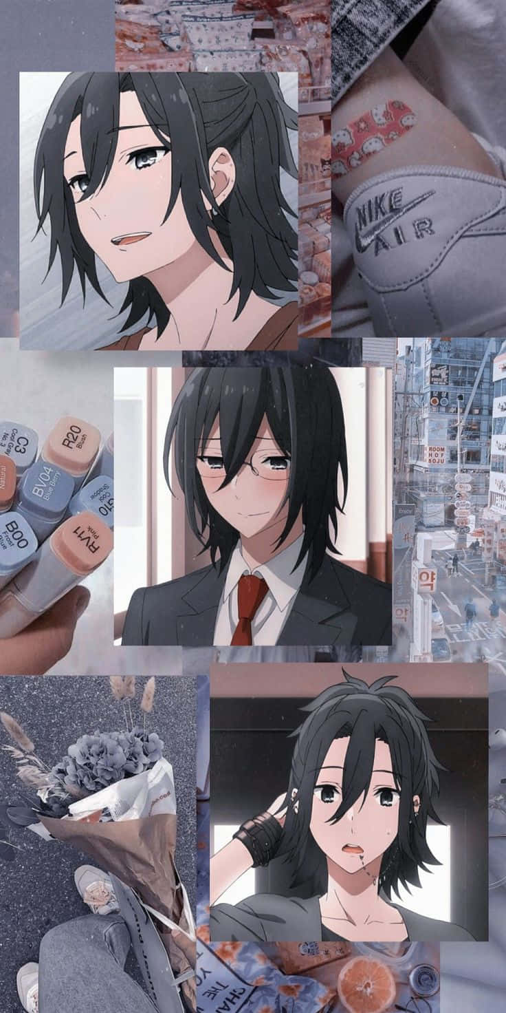 Miyamura, collage, anime character portraits, HD Phone Wallpaper