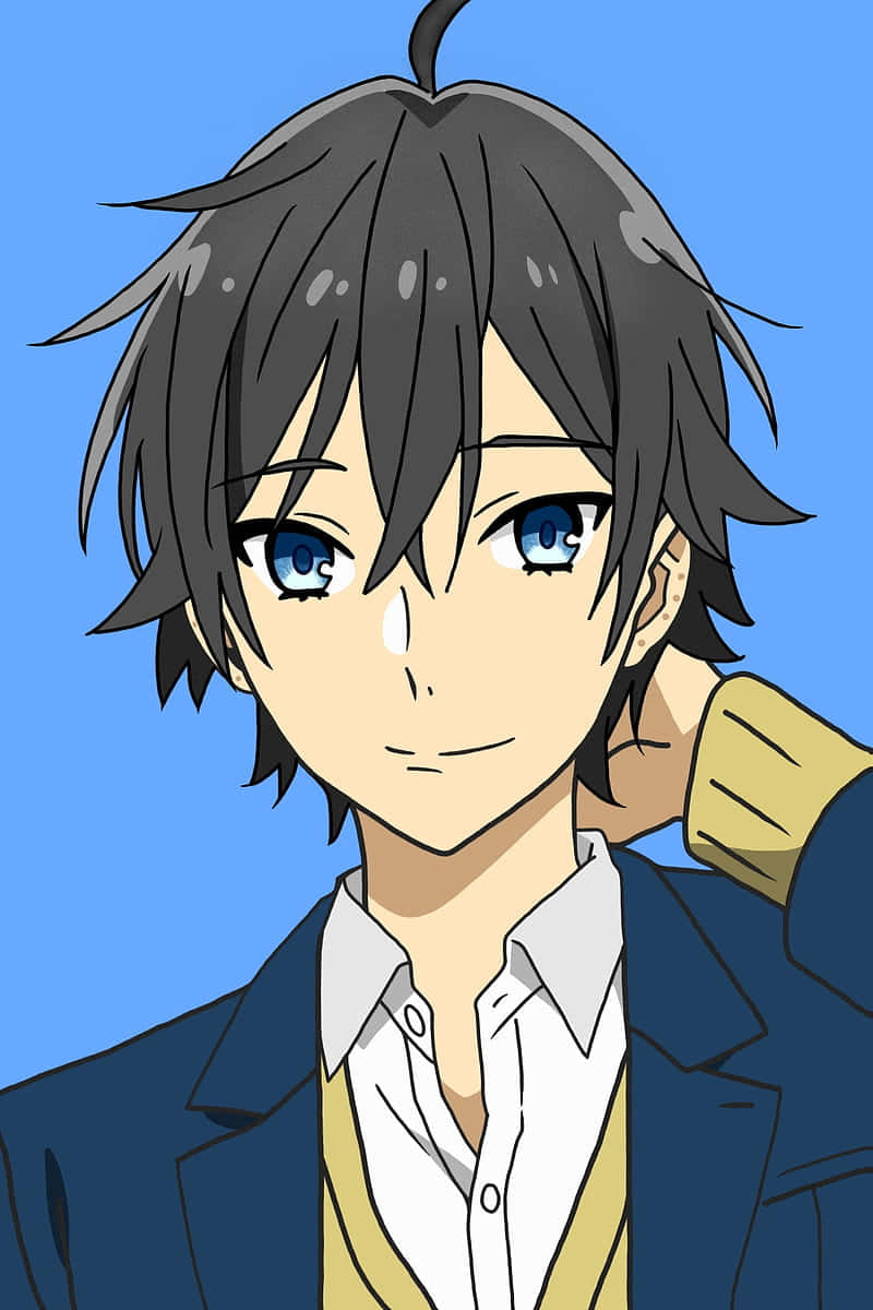 Miyamura, anime boy, messy dark hair, SD Phone Wallpaper