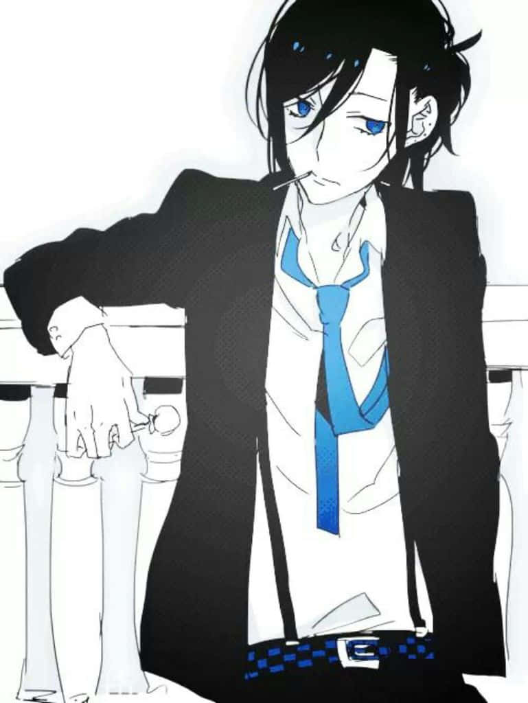 Miyamura, stylized anime boy, black hair, SD Phone Wallpaper