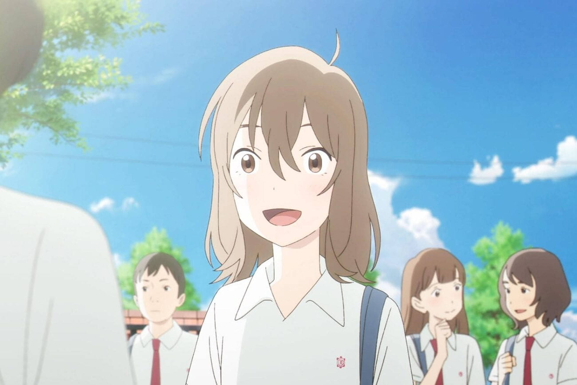 Miyo Sasaki, school uniform, sunny blue sky, Full HD Desktop Wallpaper
