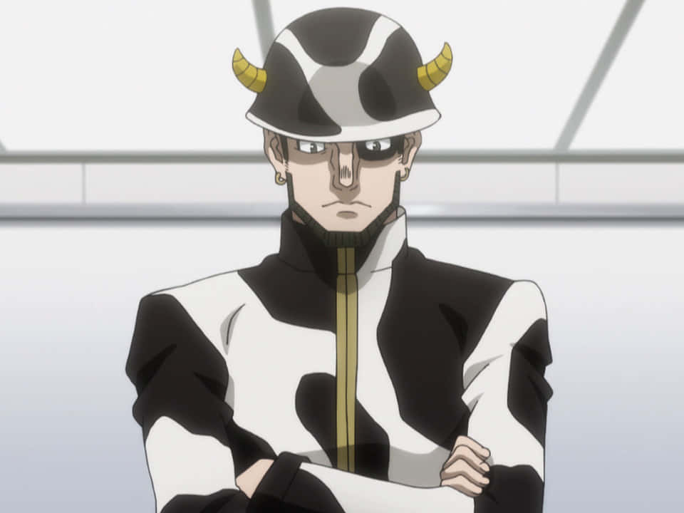 Mizaistom Nana, black and white cow-print outfit, golden horns, SD Desktop Wallpaper
