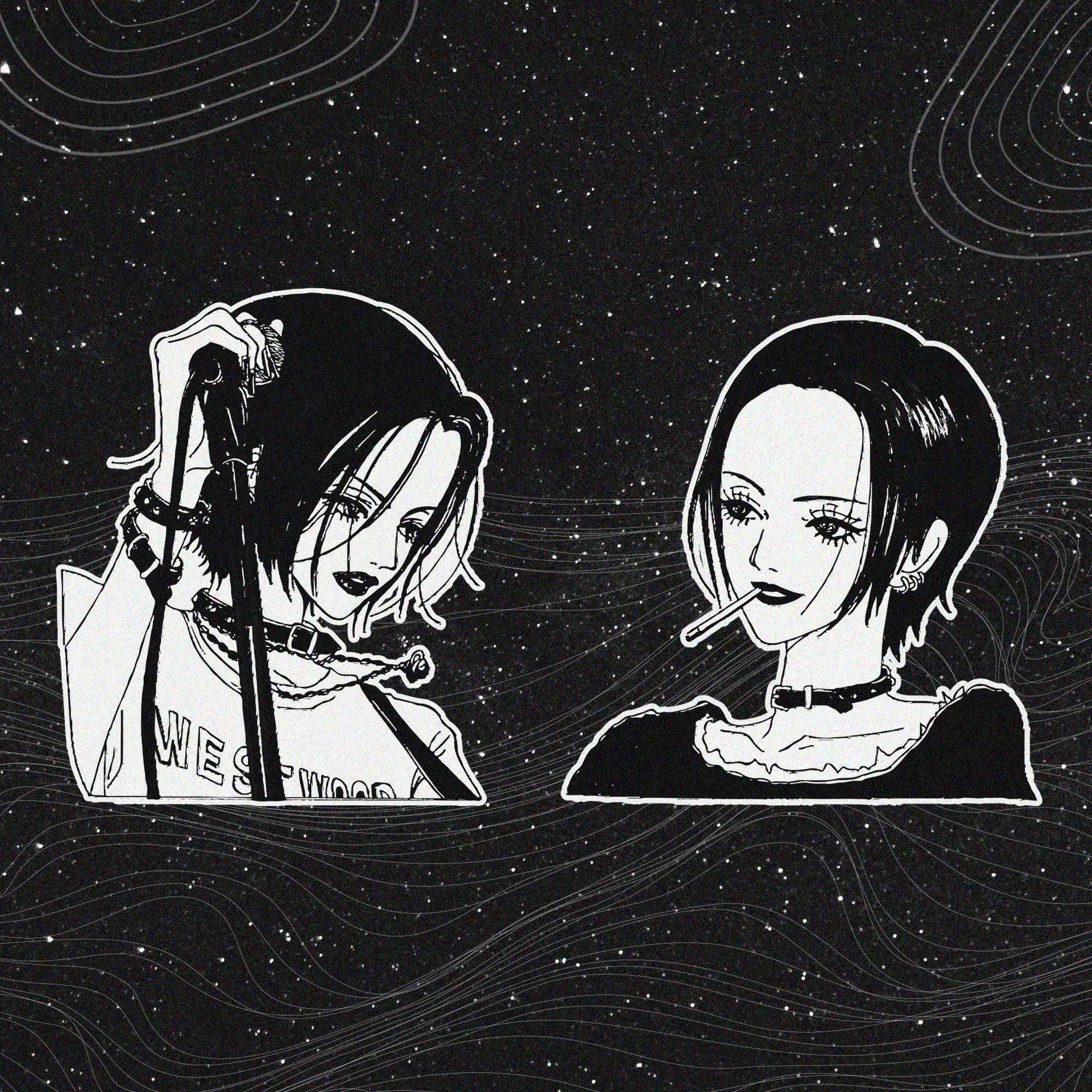 Nana Anime Stars, starry cosmic void, short hair, Full HD Desktop Wallpaper