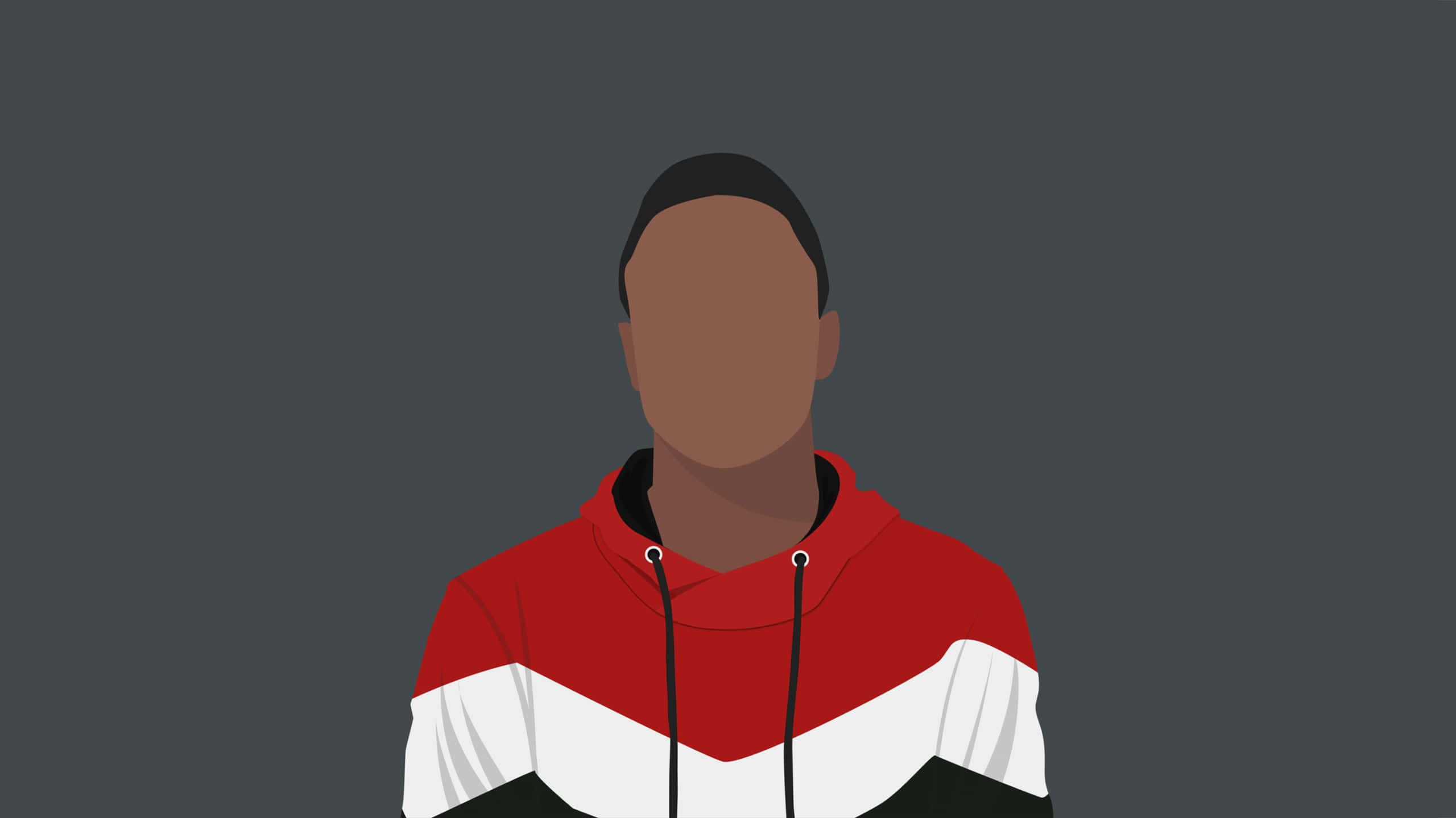 MKBHD, red white and black hoodie, solid gray background, 2K Desktop Wallpaper