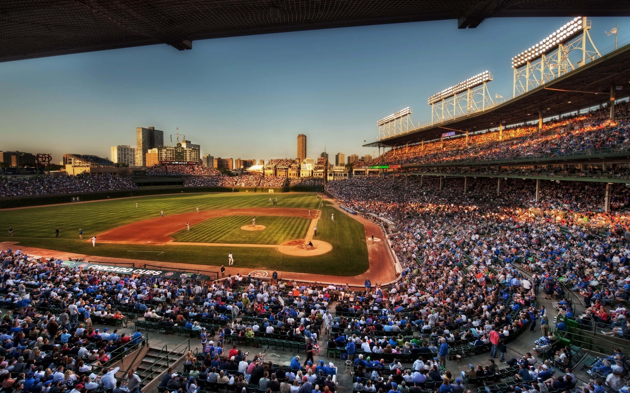 MLB Baseball League, golden sunset sky, city skyline, 2K Desktop Wallpaper