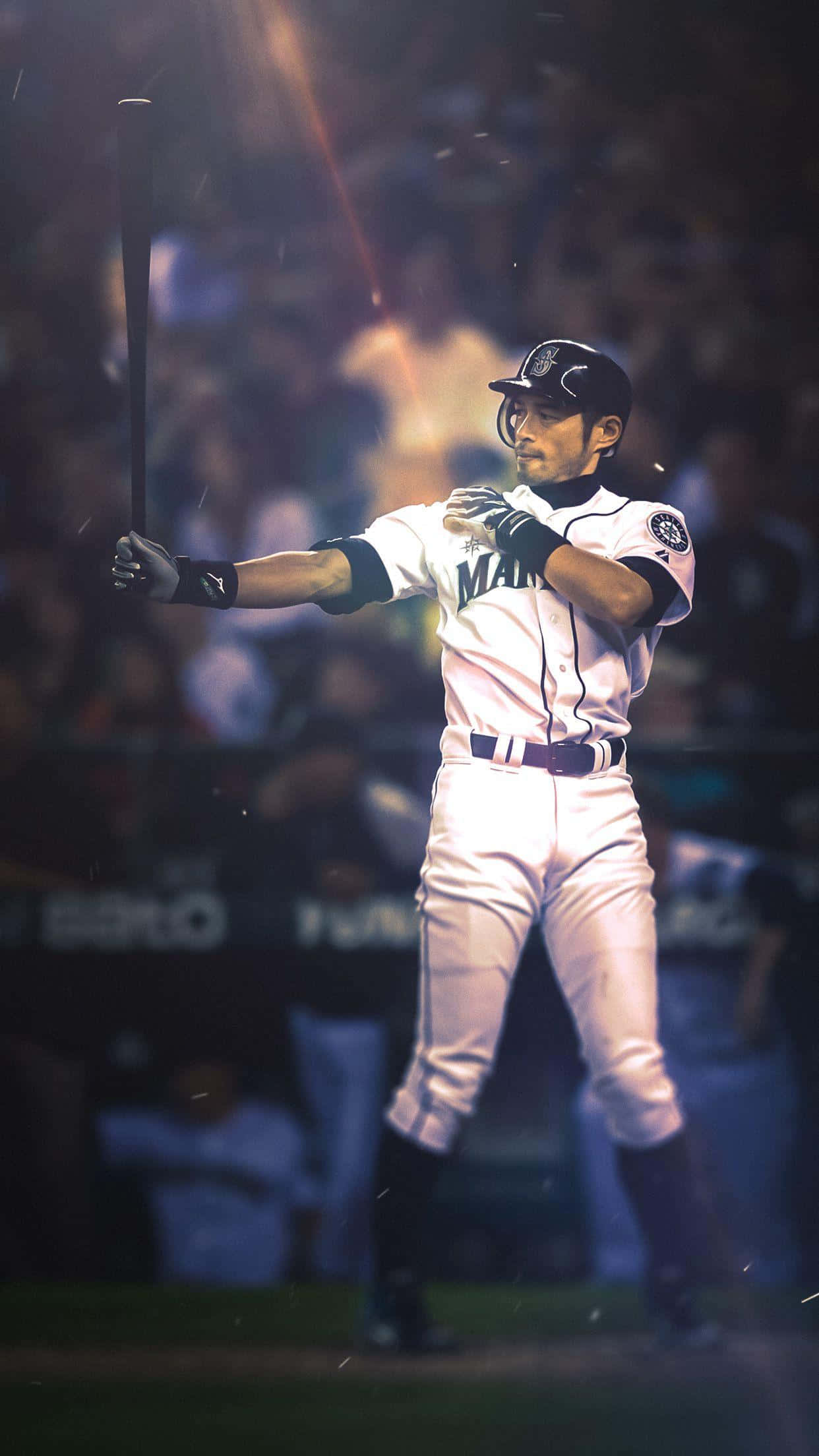 MLB Baseball League, white uniform, bat raised, Full HD Phone Wallpaper