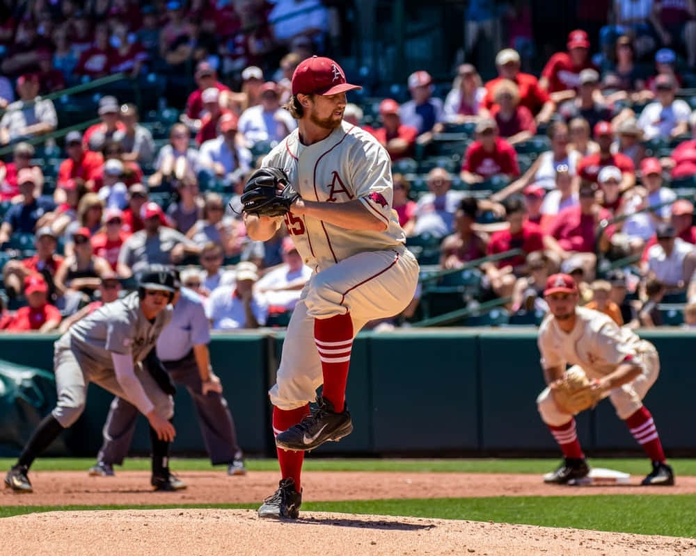 MLB Baseball League, red cap, white uniform, SD Desktop Wallpaper