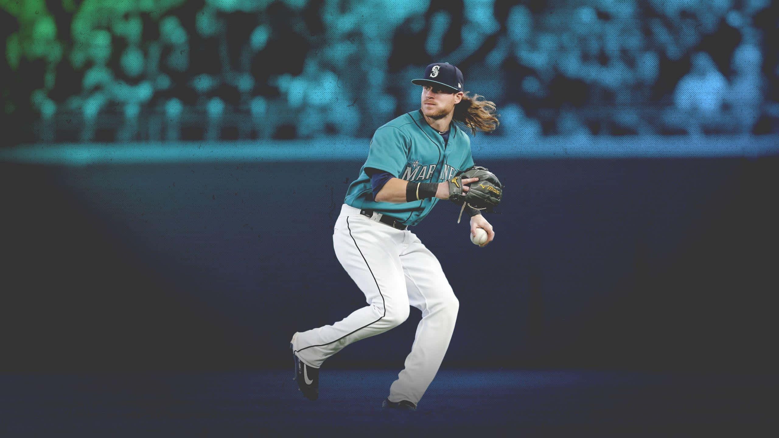 baseball player, teal uniform, glove, 2K Desktop Wallpaper