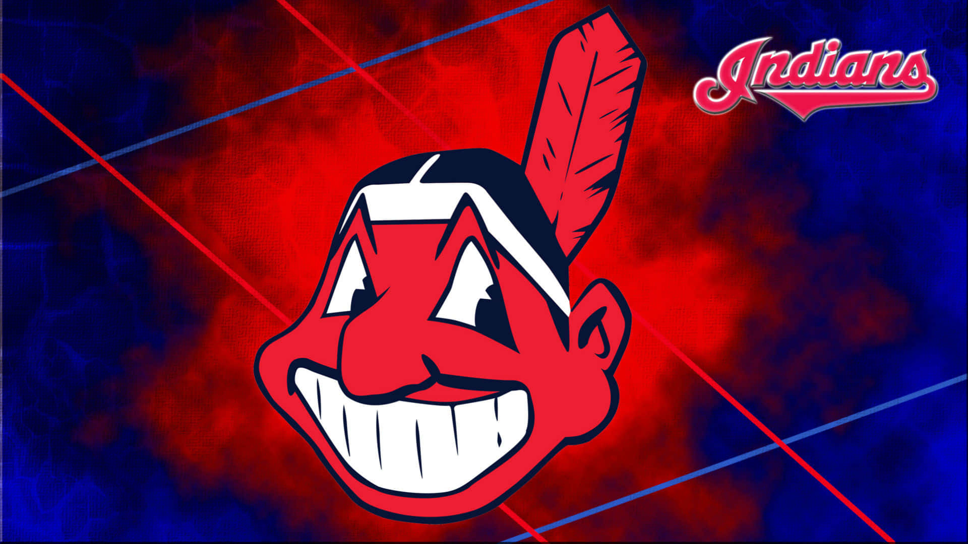 MLB Teams, red cartoon Native American mascot head, feather, Full HD Desktop Wallpaper