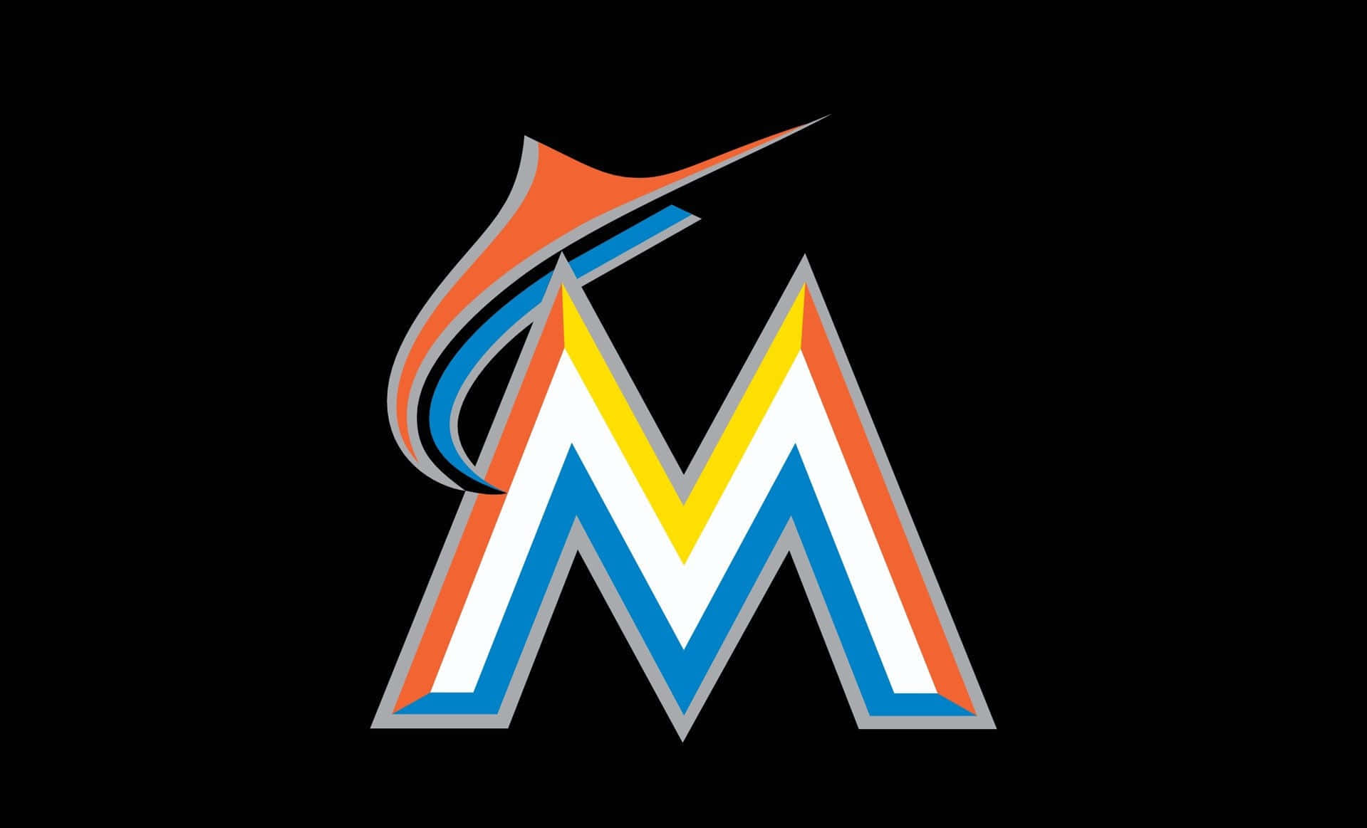 MLB Teams, M logo, orange blue and yellow stripes, HD Desktop Wallpaper