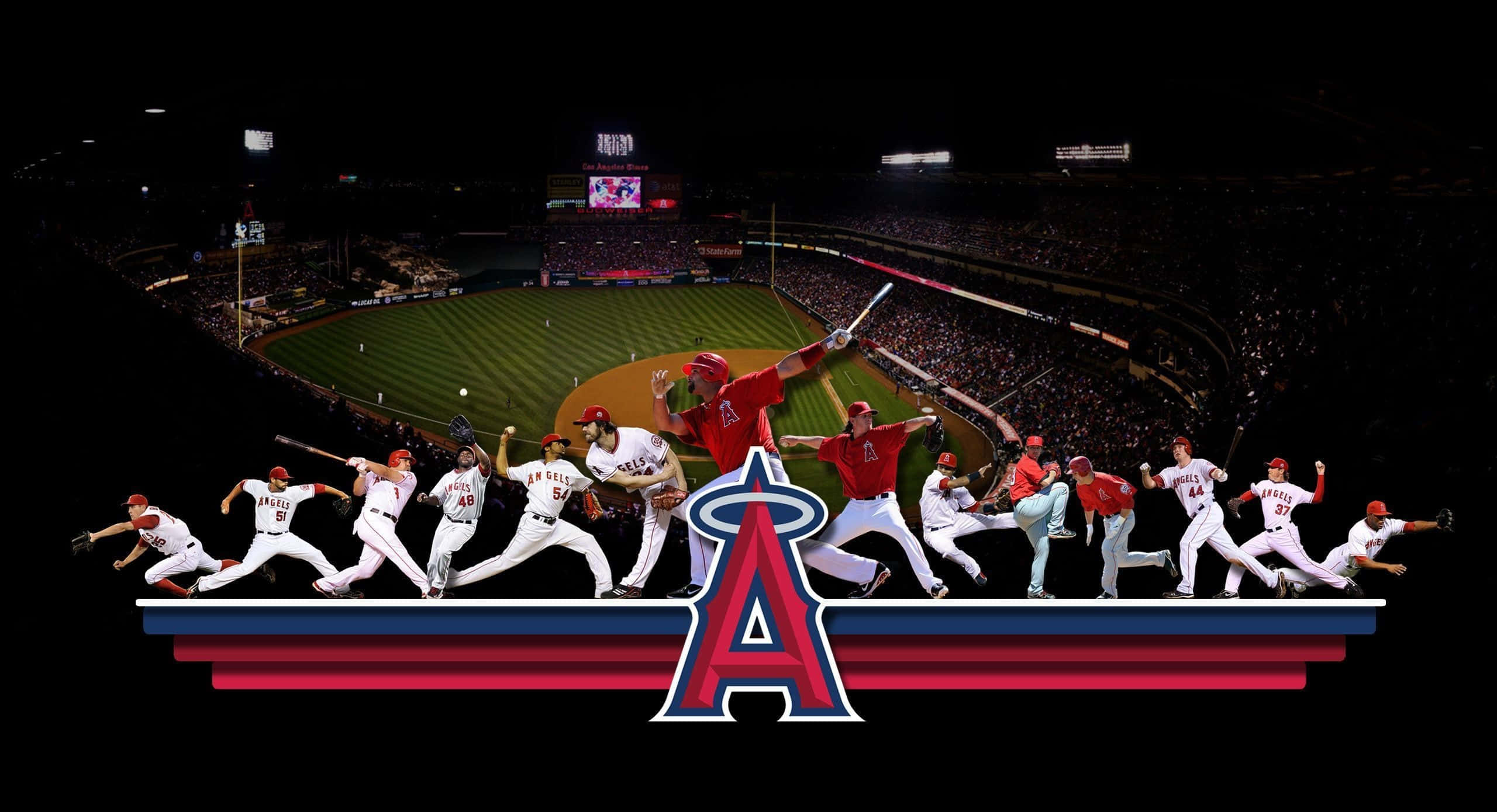 MLB Teams, red and white uniforms, stadium at night, 2K Desktop Wallpaper
