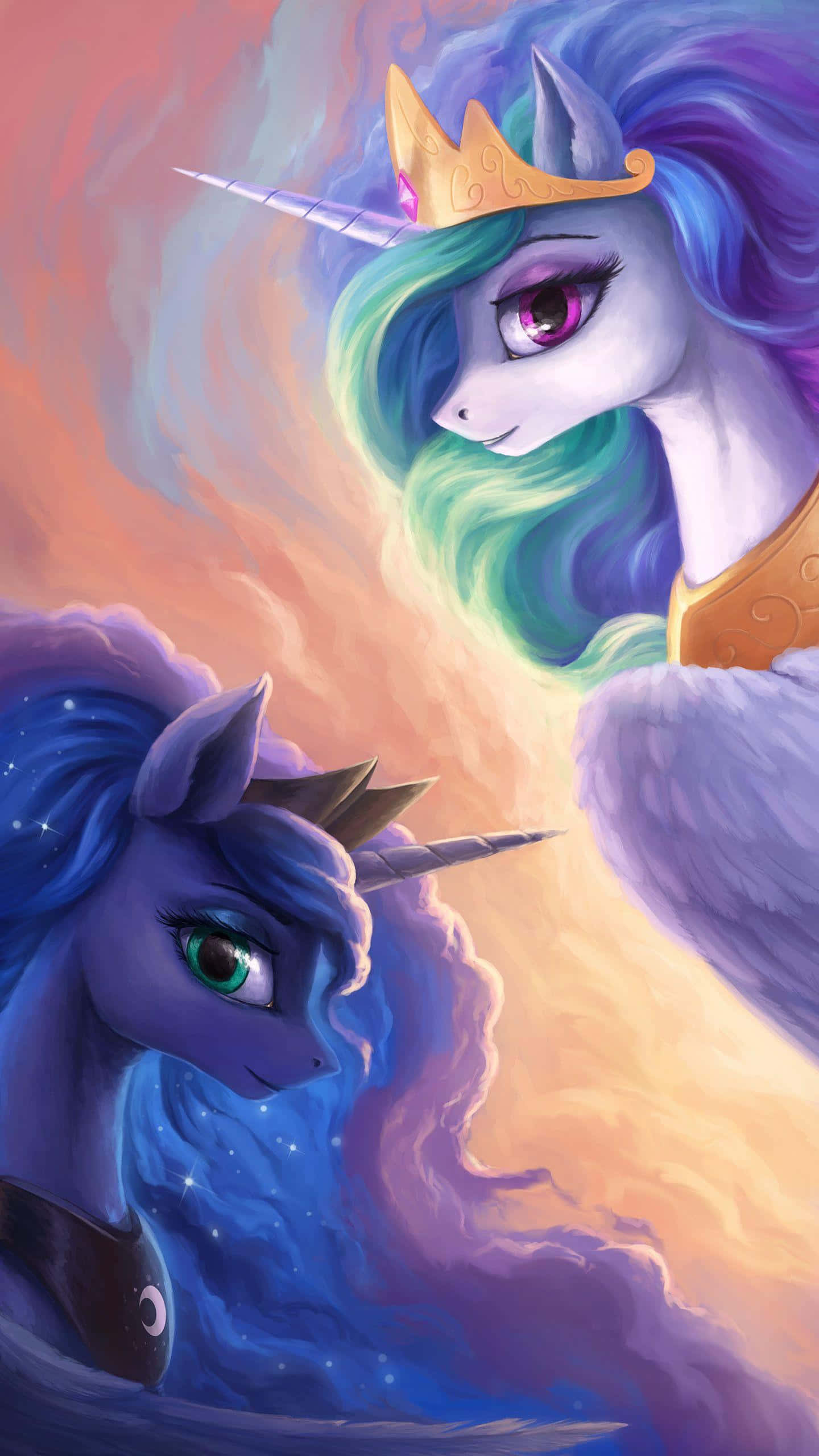 Mlp Phone, purple unicorn, golden crown, 2K Phone Wallpaper