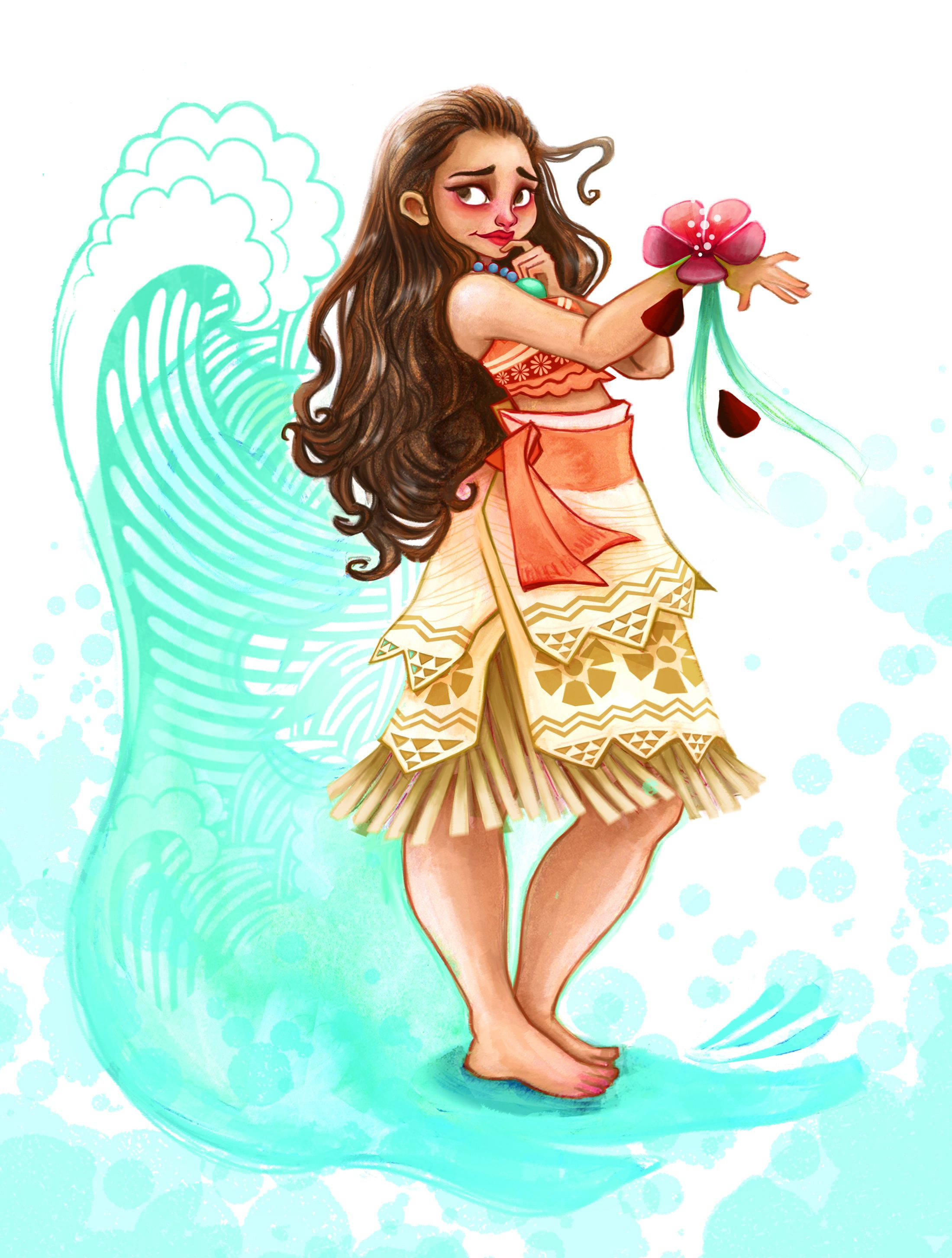 Moana, Polynesian girl, traditional attire, 2K Phone Wallpaper