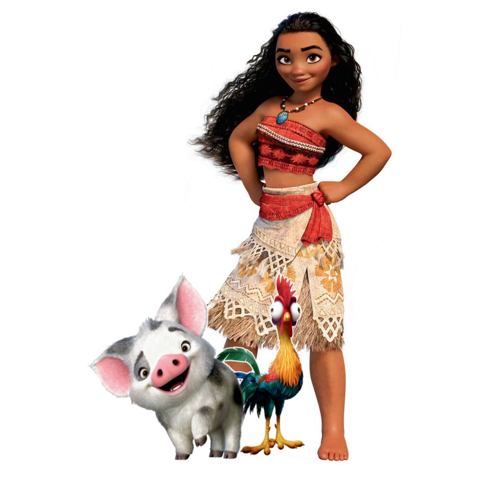 Moana, pig, rooster, Full HD Desktop Wallpaper