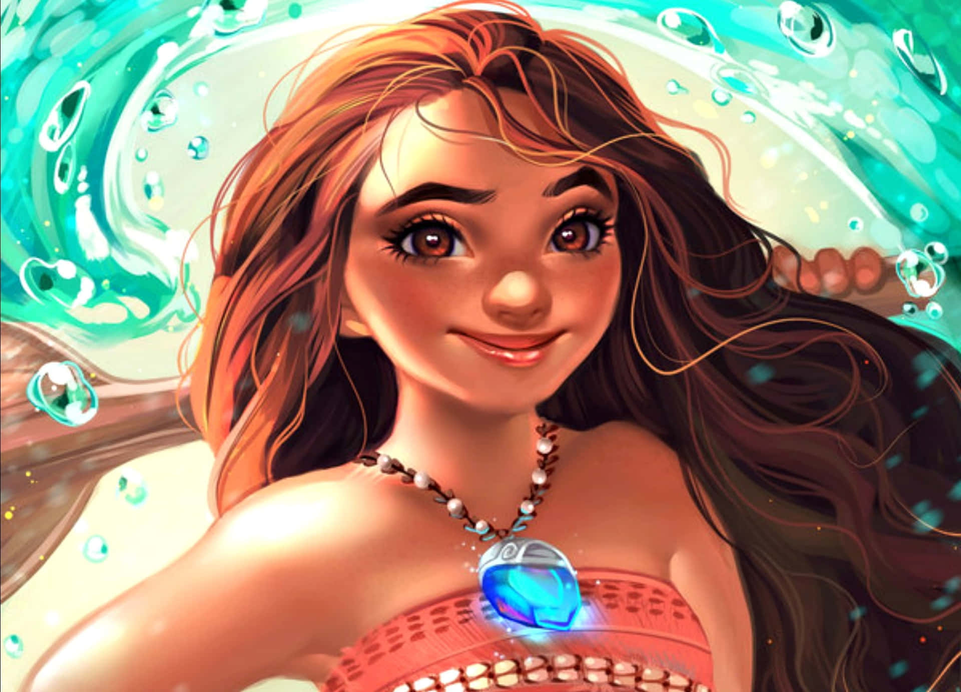 Moana, mermaid, turquoise water, Full HD Desktop Wallpaper