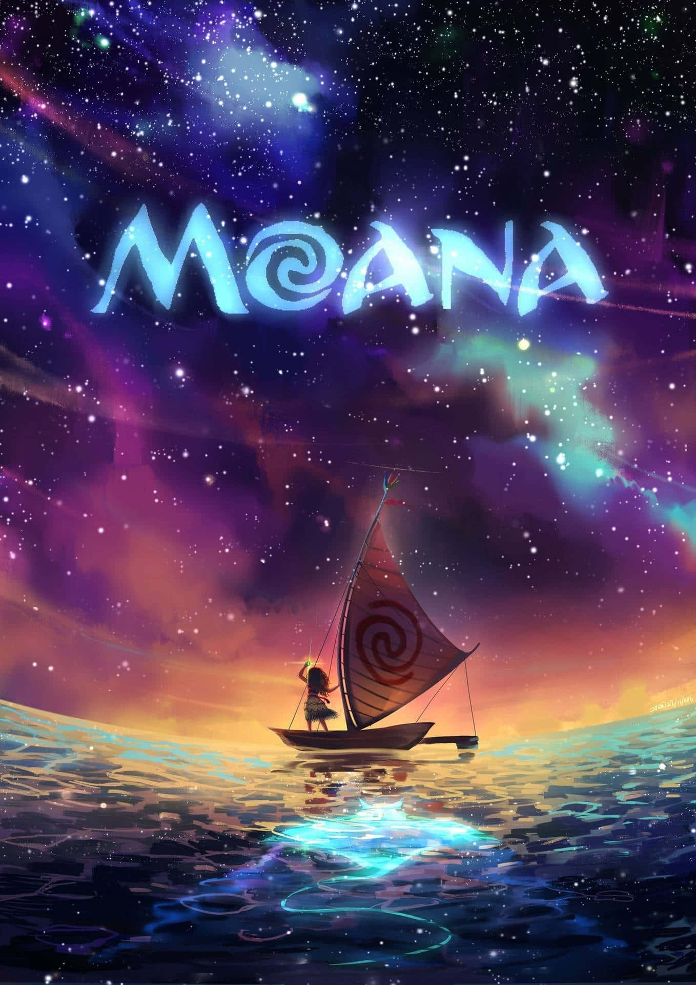 Moana, starlit voyage, cosmic sky, Full HD Phone Wallpaper