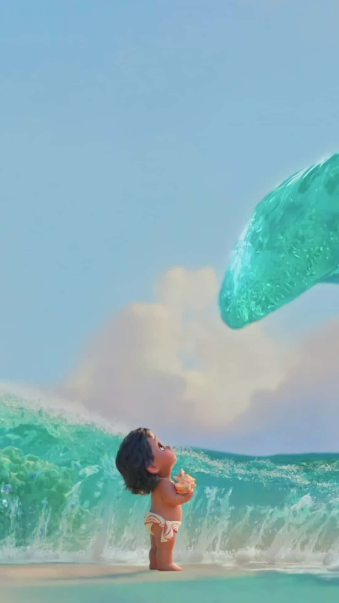 Moana, childhood connection with ocean, turquoise whale, Full HD Phone Wallpaper