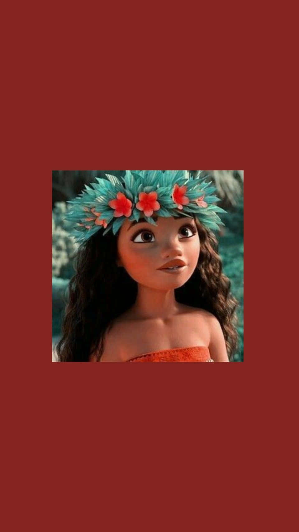 Moana, floral crown, dark curly hair, HD Phone Wallpaper