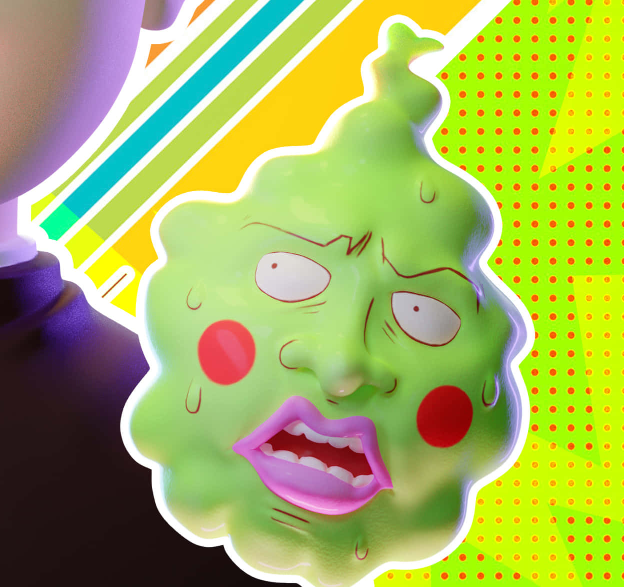 Mob Psycho 100, Ekubo, green slime face, SD Desktop Wallpaper
