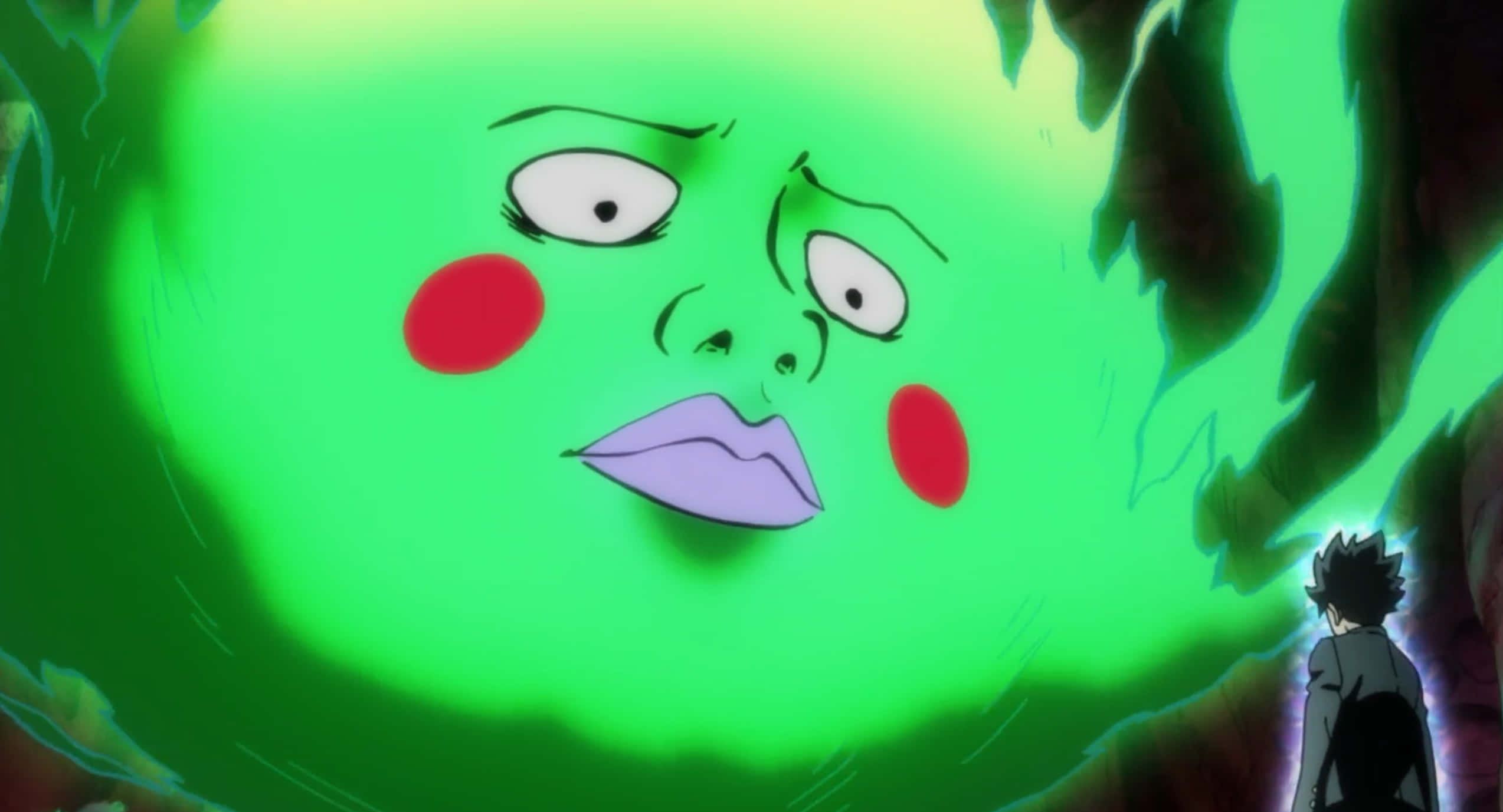 Mob Psycho 100, Ekubo, glowing green face, Full HD Desktop Wallpaper