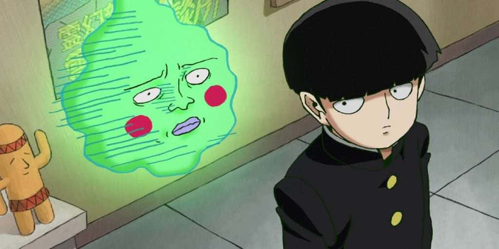 Mob Psycho 100, Ekubo, green ghostly face, SD Desktop Wallpaper