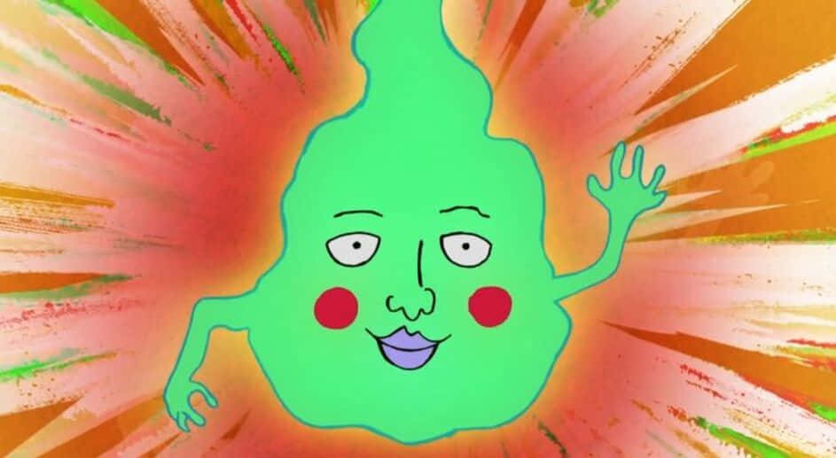 Mob Psycho 100 Ekubo, green cartoon character, red cheeks, SD Desktop Wallpaper