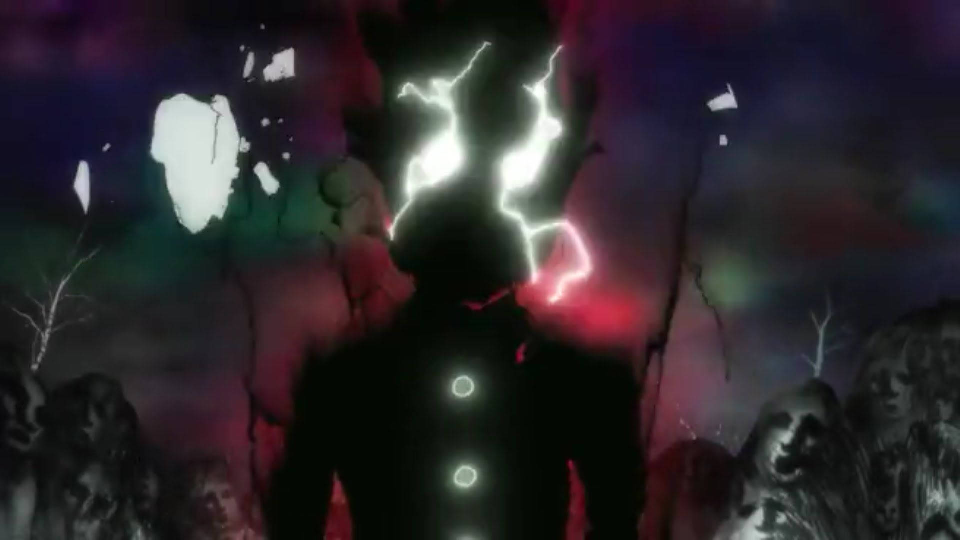 Mob Psycho 100, glowing lightning eyes, stormy, colorful sky, Full HD Desktop Wallpaper