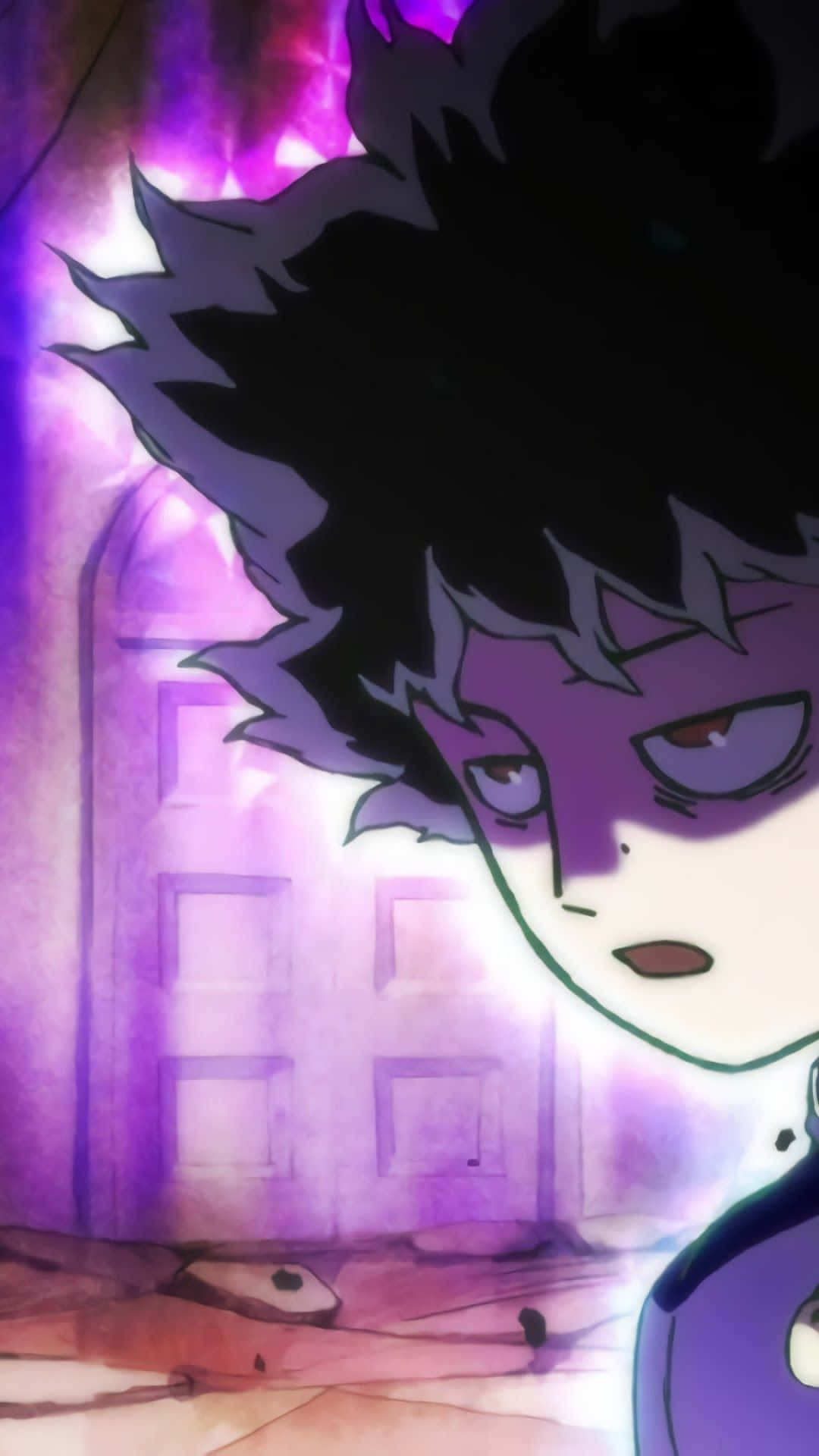 Mob Psycho 100, purple aesthetic, spiky black hair, Full HD Phone Wallpaper