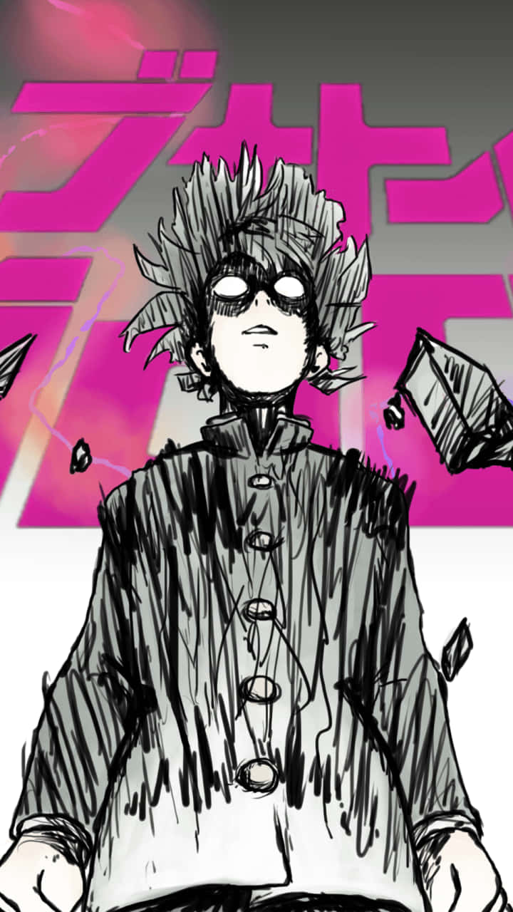 Mob Psycho 100, anime boy sketch, spiky hair, HD Phone Wallpaper