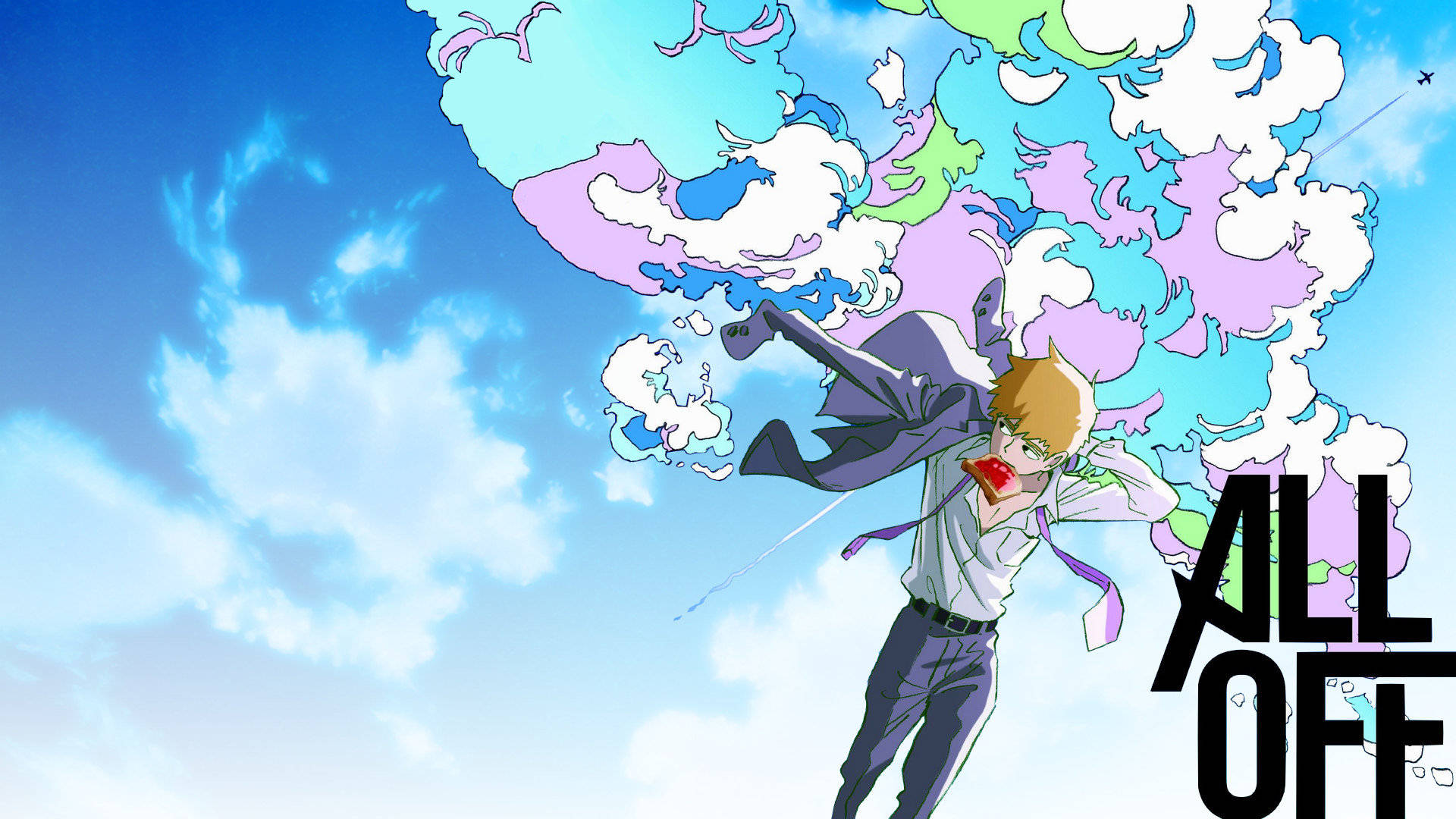 Mob Psycho 100, blonde hair, glasses, Full HD Desktop Wallpaper