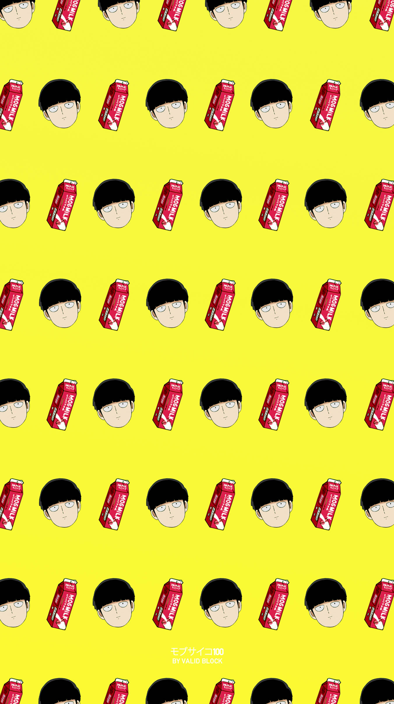 Mob Psycho 100, yellow, cartoon faces, Full HD Phone Wallpaper