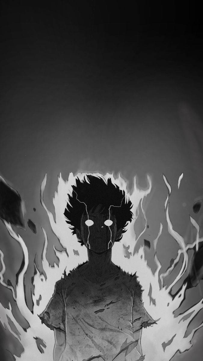Mob Psycho 100, spiky hair, glowing eyes, SD Phone Wallpaper