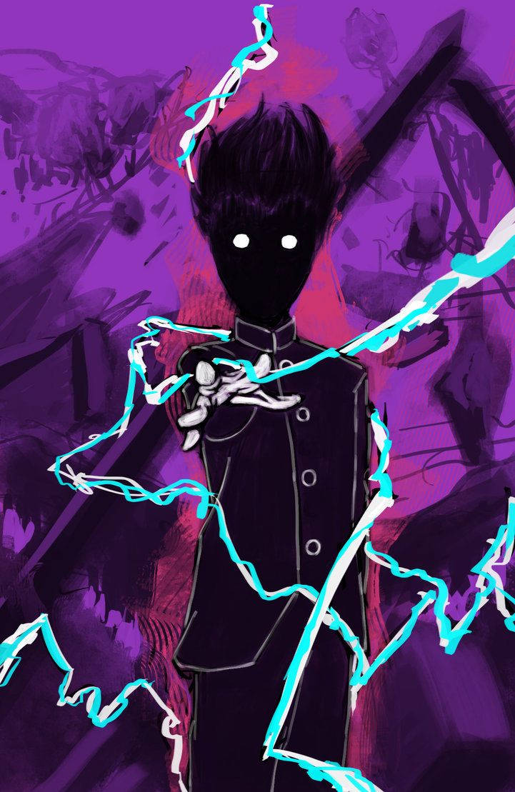 Mob, black uniform, glowing cyan energy, SD Phone Wallpaper