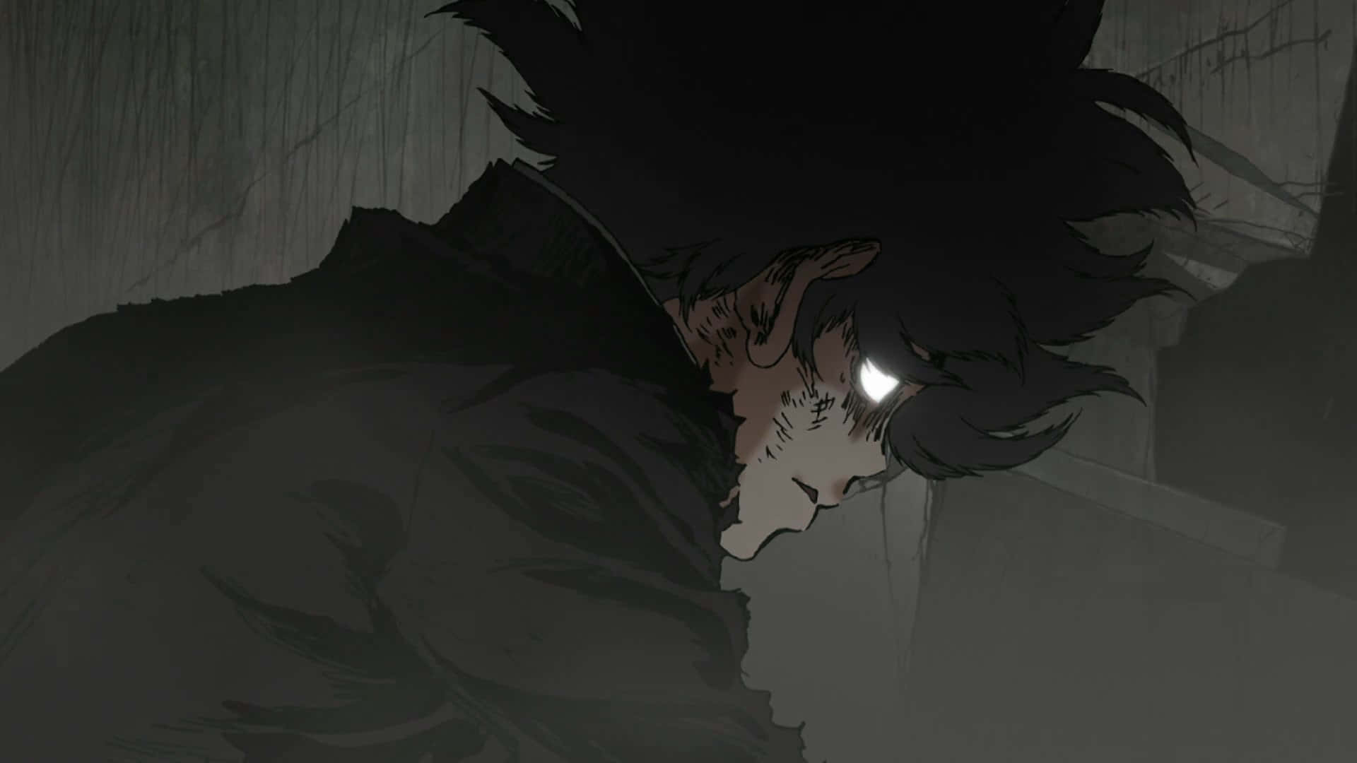 Mob Psycho, black and white anime, glowing eyes, Full HD Desktop Wallpaper