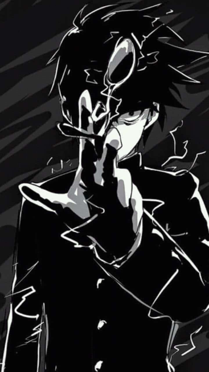 Mob Psycho, iPhone, black and white, HD Phone Wallpaper